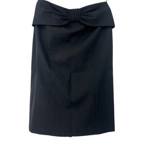 JON by Terri Jon 6 NWT Wool Bow Front Straight Pencil Skirt Short Black Women's